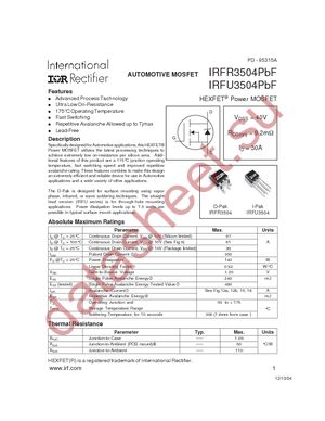 IRFR3504PBF datasheet  